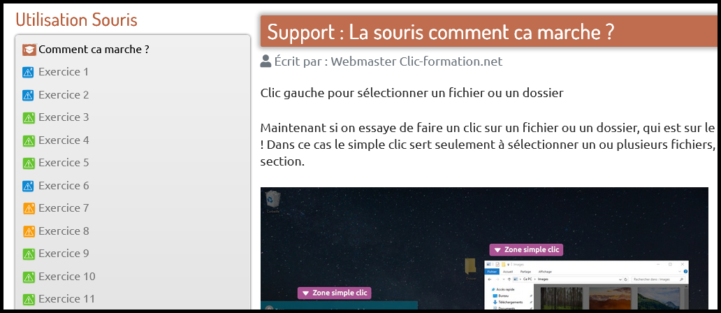 Apprendre l'utilisation de la souris (3)